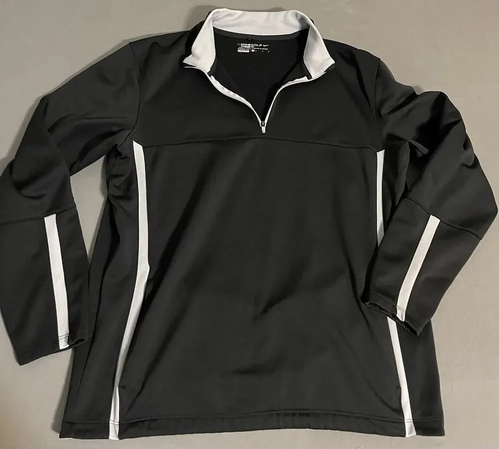 Nike Golf Therma-FIT 1/4 Zip Pullover Black White Men’s Large Excellent